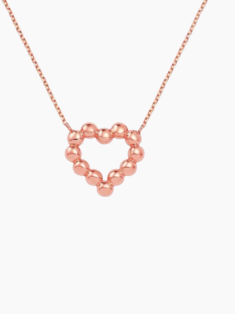 Baby Gold 14k Rose Gold Cupola Heart Necklace - 14”-16” Adjustable Chain